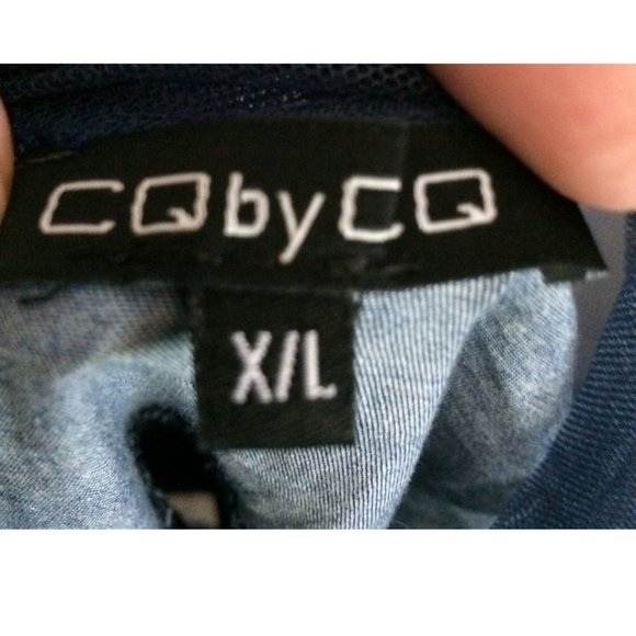 CQ by CQ denim tunic dress with tiered gauzy exaggerated sleeves sz Large, XL - Picture 8 of 11